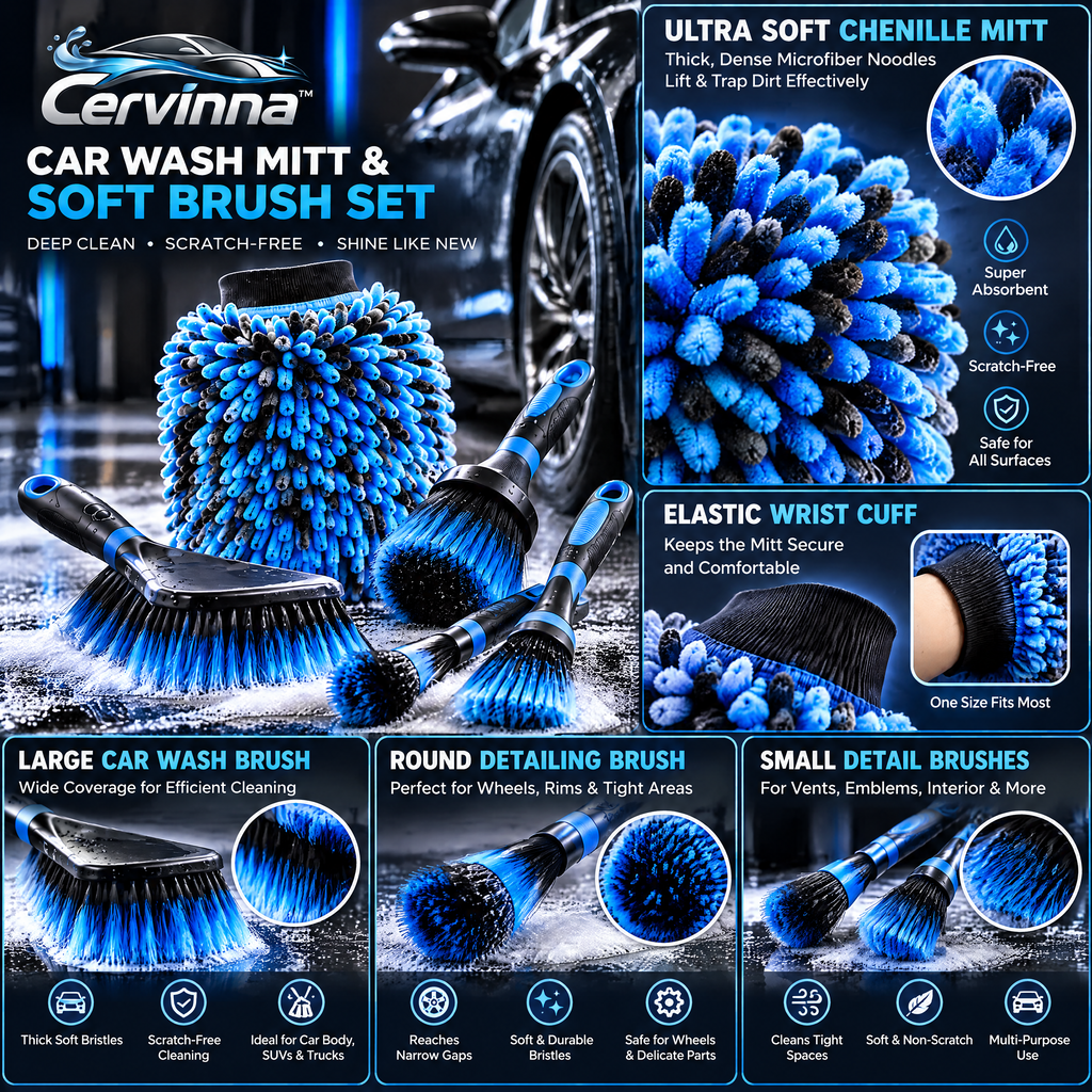 Car Wash Mitt & Soft Brush Set