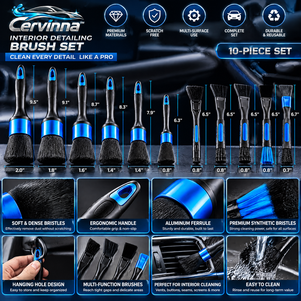 Interior Detailing Brush Set