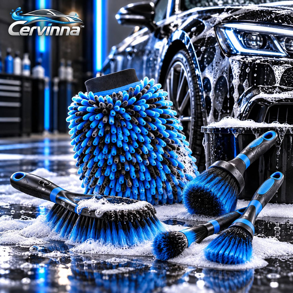 Car Wash Mitt & Soft Brush Set